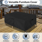 Outdoorlines Outdoor Waterproof Patio Table Furniture Set Covers - Rectangle Couch Sectional Cover Outside Weatherproof Patio Furniture Covering For Deck, Lawn And Backyard 126'L X 126'W X 32'H, Black