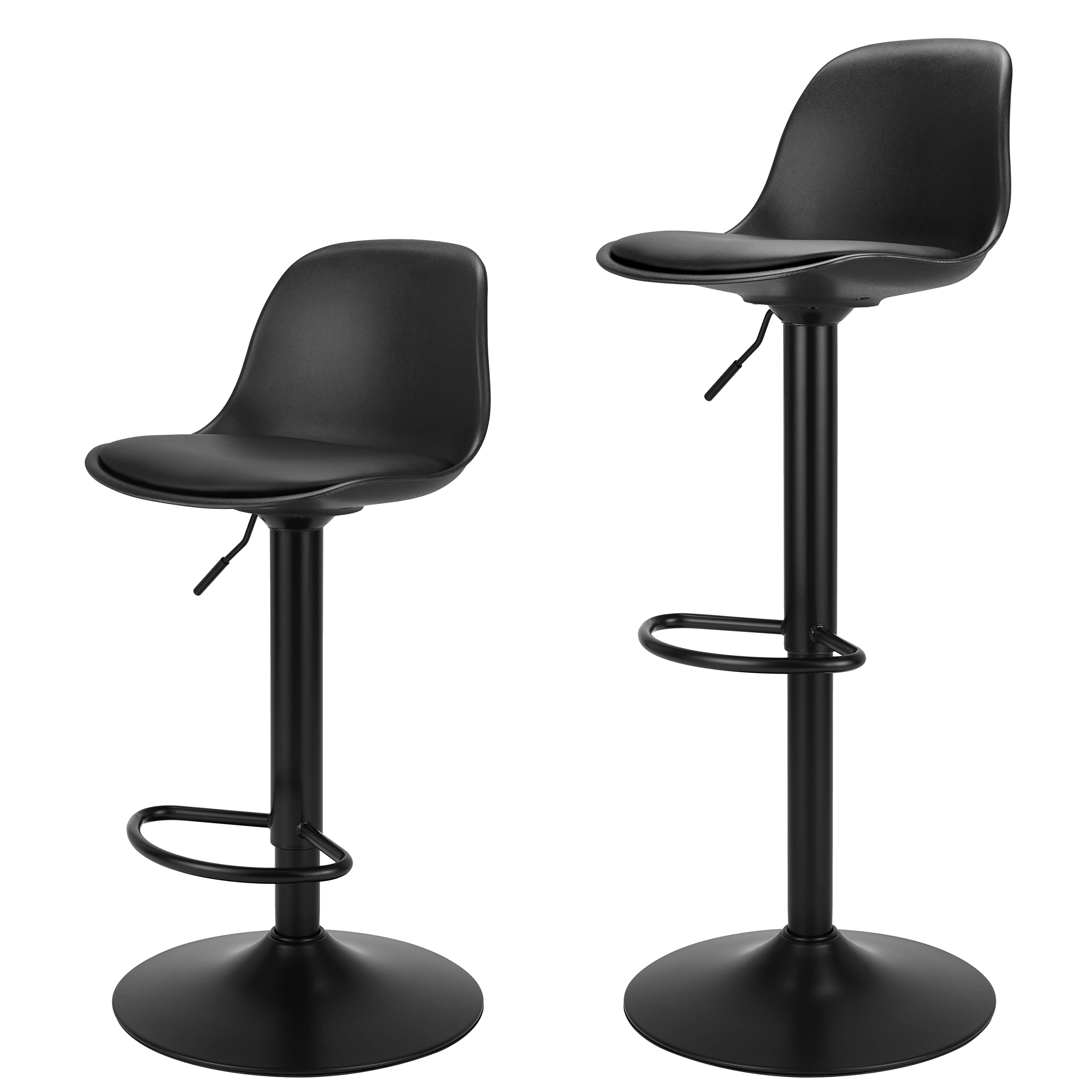 Finnhomy Bar Stools Set of 2, Swivel Barstools with Footrest and Ergonomic PP Back, Counter Height Adjustable Modern Counter Sto