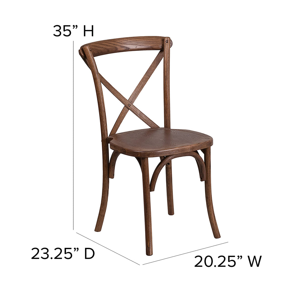 Flash Furniture HERCULES Series 8' x 40'' Antique Rustic Folding Farm Table Set with 6 Cross Back Chairs and Cushions