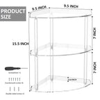 Sezanrpt 3 Tier Acrylic Corner Shelf Organizer Storage 9.5X9.5X15.7 Inch, Transparent Countertop Corner Shelf For Bathroom, Kitchen, Bedroom, Office, Study Room