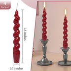 Red Spiral Taper Candlesticks Christmas Candles - 4 Pcs Twisted Tapered Candles Unscented For Halloween Wedding Home Decor, Rela