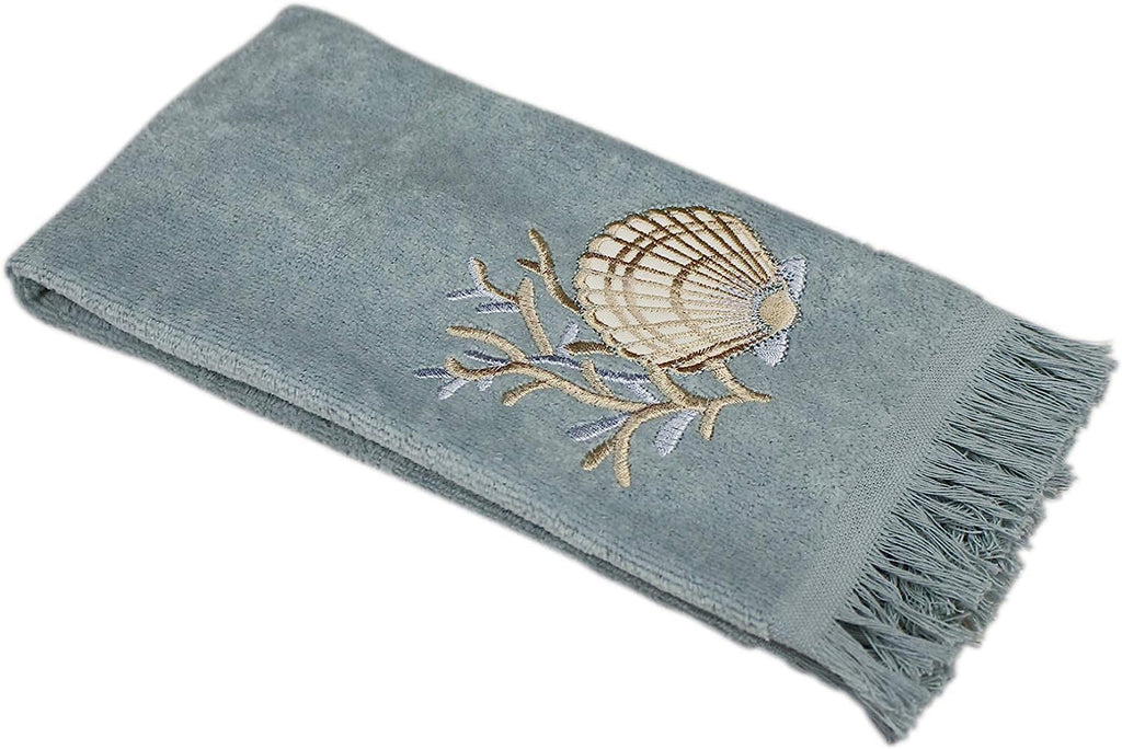 Avanti Linens - Fingertip Towel, Soft & Absorbent, Coastal Bathroom Essentials (Sand Shells Collection, Mineral)