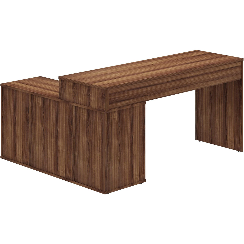 LYS L-Shape Workstation with Cabinet, Walnut