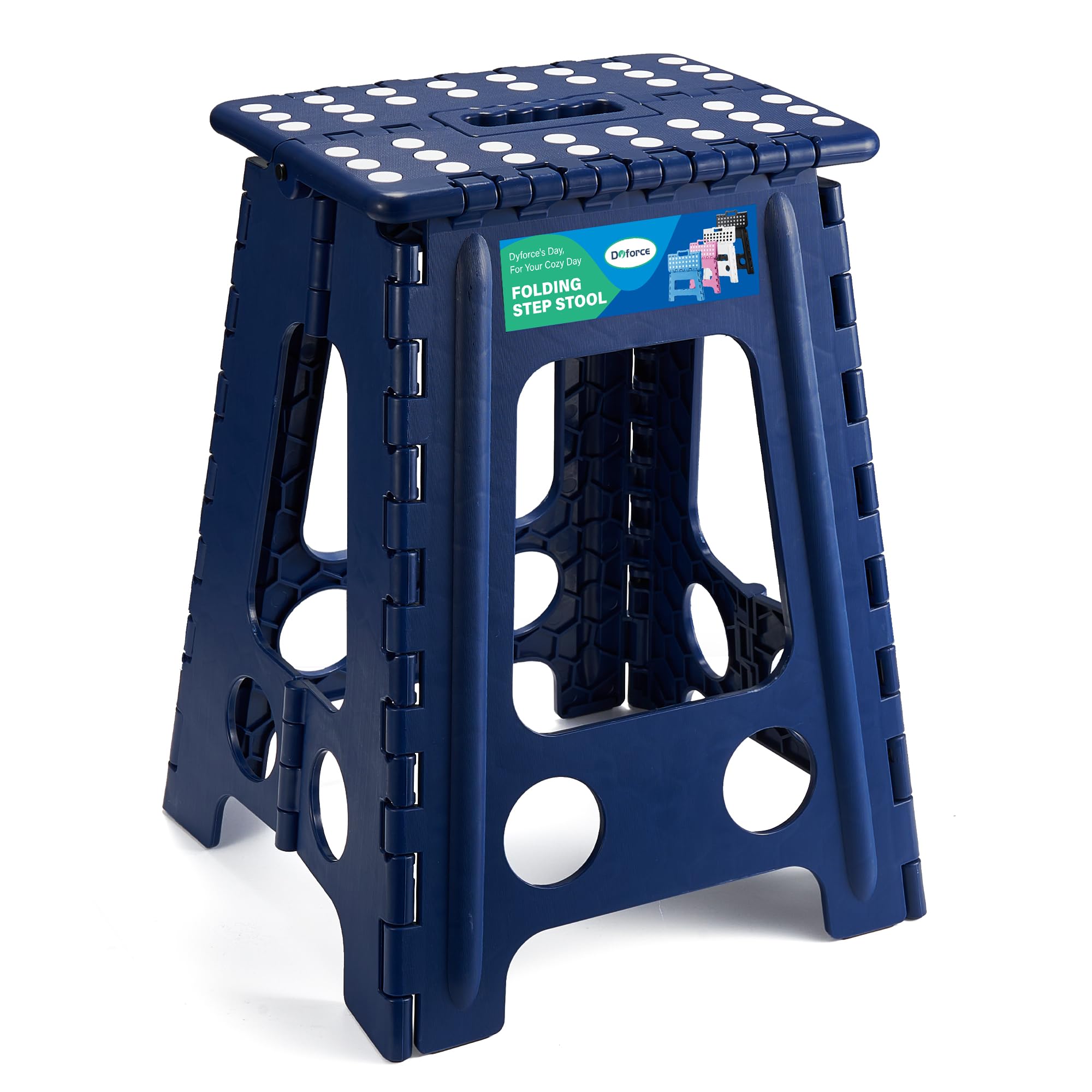 Dyforce 17.5 Inch Folding Step Stool 400Lbs Capacity Sturdy Plastic Foldable Step Stools For Adults & Kids Stepping Stool With H