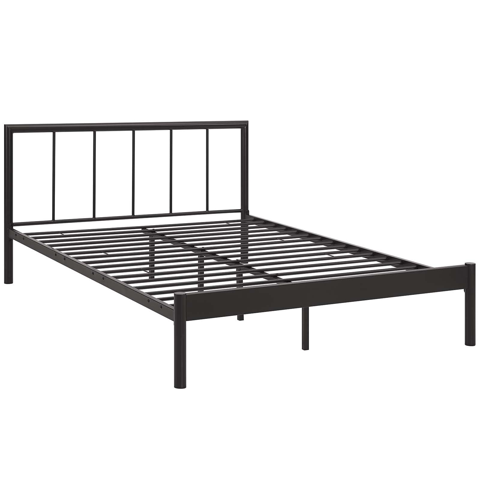 Modway Gwen Steel Metal Farmhouse Platform Full Bed Frame With Headboard In Brown