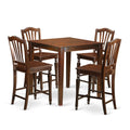 East West Furniture VNCH5-MAH-W 5 Piece Counter Height Dining Set Includes a Square Kitchen Table and 4 Dining Room Chairs, 36x36 Inch, Mahogany