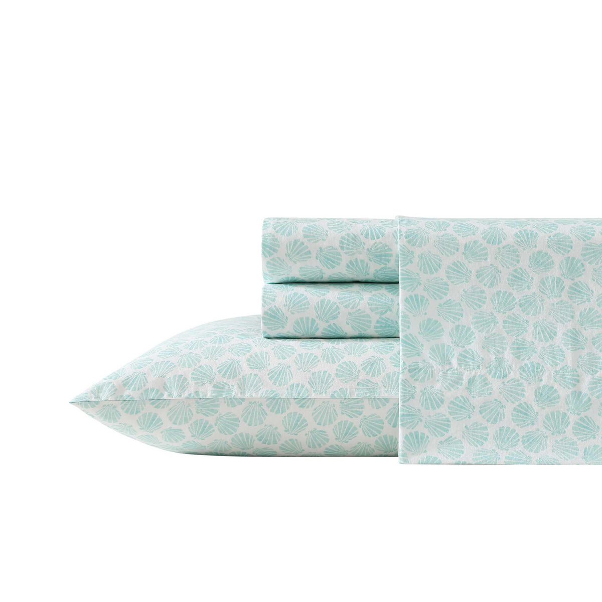 Laura Ashley - Queen Sheets, Cotton Percale Bedding Set, Lightweight & Breathable Home Decor (Margate Shells Blue, Queen)