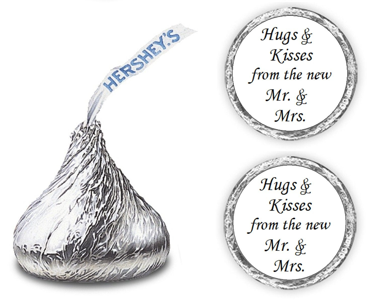 324 Hugs and Kisses from The New Mr. & Mrs. Kiss Wedding Stickers, Chocolate Drops Labels Stickers for Weddings, Bridal Shower E