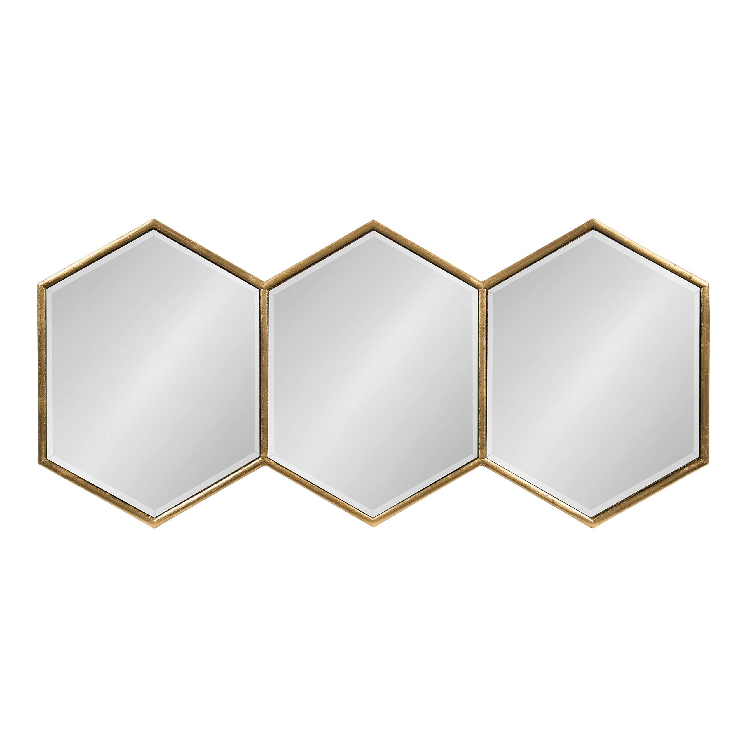 Kate and Laurel Royce Modern Glam Hexagon Trio Accent Wall Mirror, 30x14 Gold