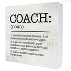 HDKY Wood Box Sign, Coach Definition, 5 x 5 inches, Rustic Decorative Signage for Wall and Desktop, Ideal Gift for Any Occasion