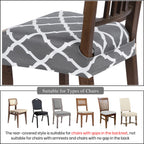 Searchi Stretch Dining Chair Seat Covers Set Of 6, Soft Removable Washable Seat Covers For Dining Chairs, Dining Room Seat Cover Protector (Rear-Covered, Grey)