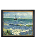 DECORARTS - The Sea at Les Saintes-Maries-de-la-Mer by Vincent Van Gogh. Giclee Print with Solid Wood Frame in Classical Style. 