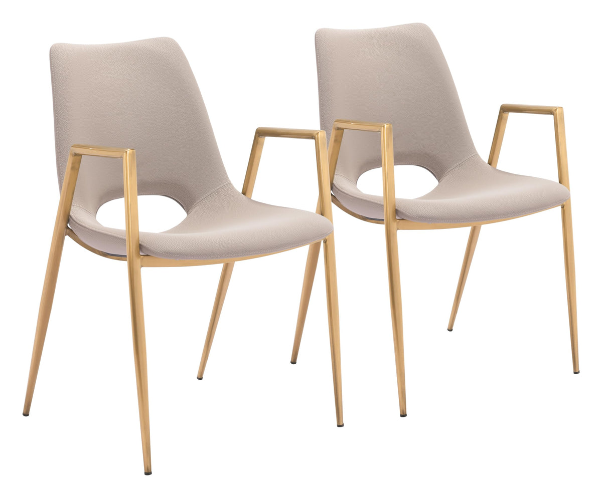 Zuo Desi Dining Chair (Set Of 2) Beige & Gold