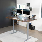 Vivo Electric 71 X 36 Inch Rustic Standing Desk Workstation, Memory Controller Height Adjustment, 1B Series, Vintage Brown Top Gray Frame, Desk-Kit-1G7N-36