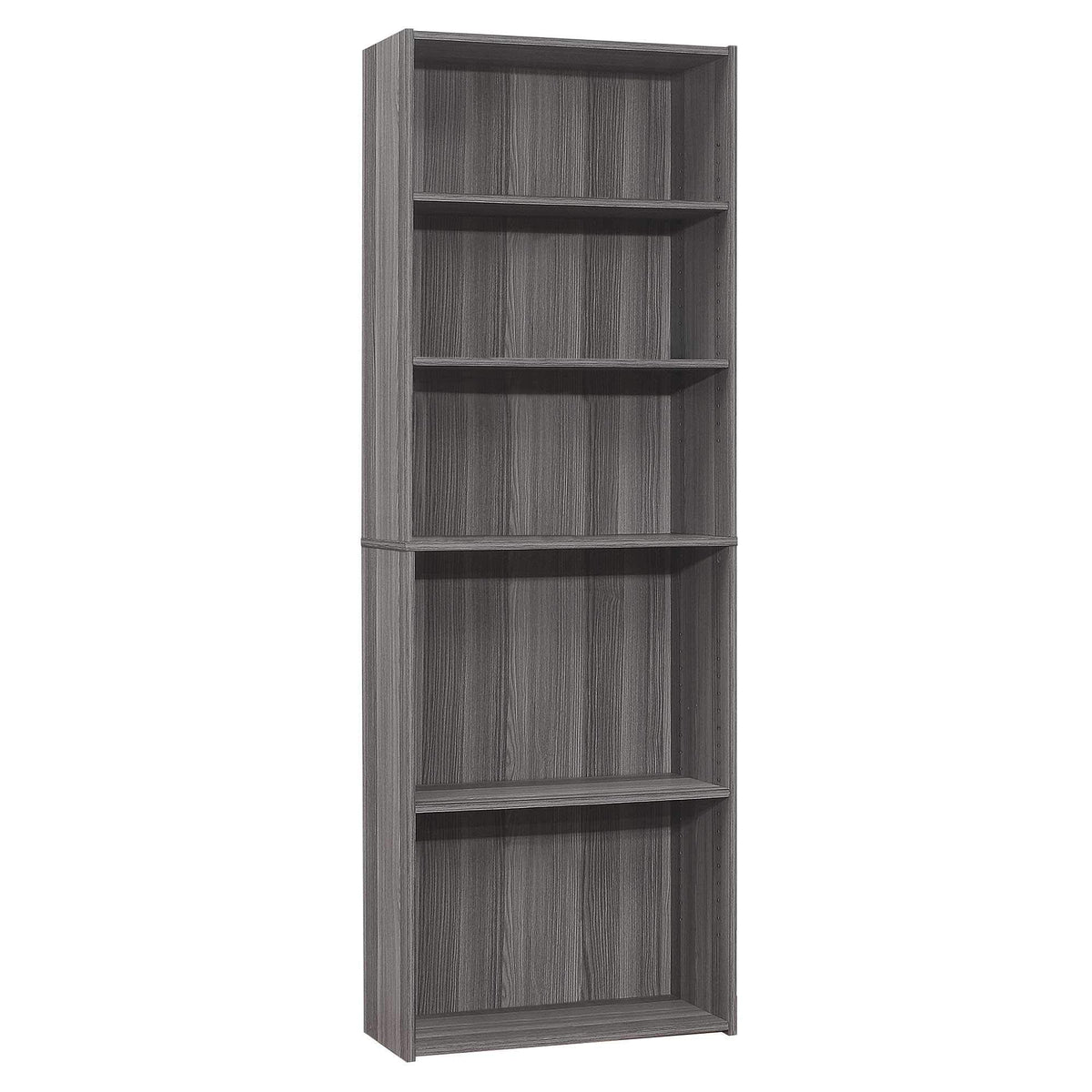 HomeRoots Grey Reclaimed Wood-Look Particle Board, Laminate 11.75&quot; x 24.75&quot; x 71.25&quot; Grey 5 Shelves Bookcase