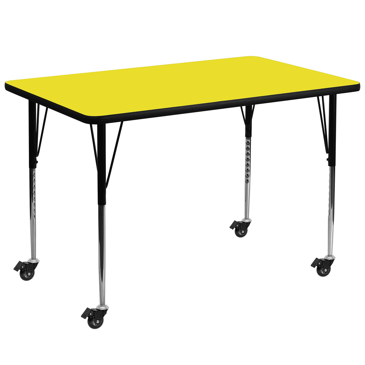 Flash Furniture Mobile Rectangular HP Laminate Activity Table with Standard Height Adjustable Legs, 36&quot;W x 72&quot;L, Yellow