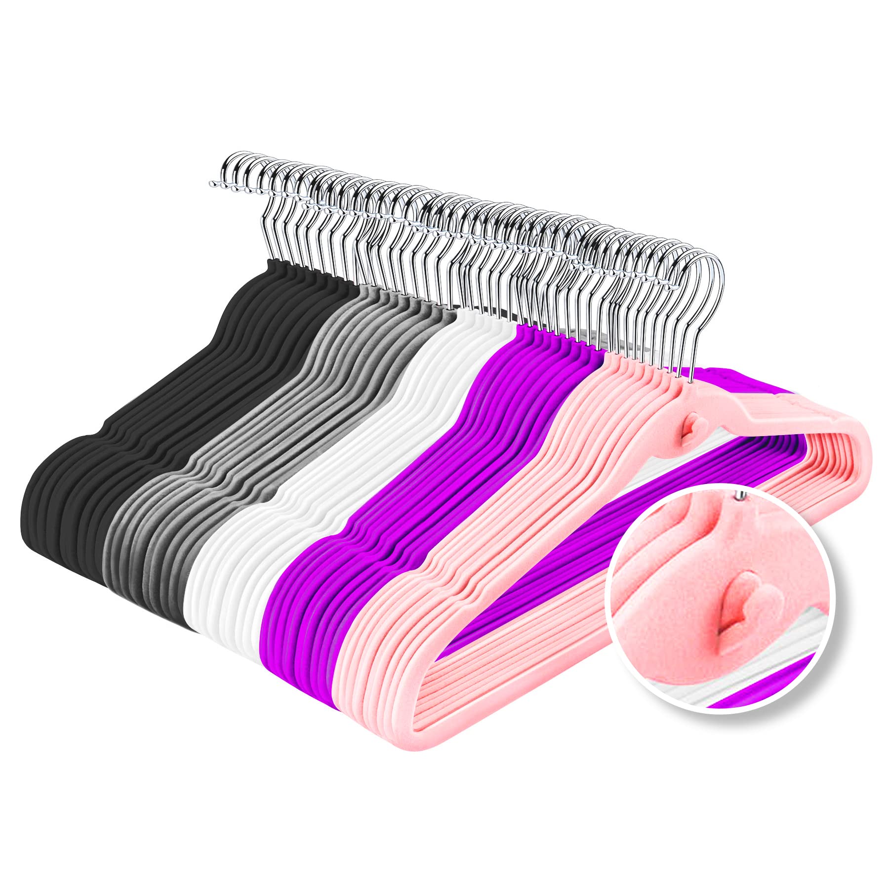 Hozyfrozy Multi-Color Premium Velvet Hangers With Mini Hooks, Pack Of ...