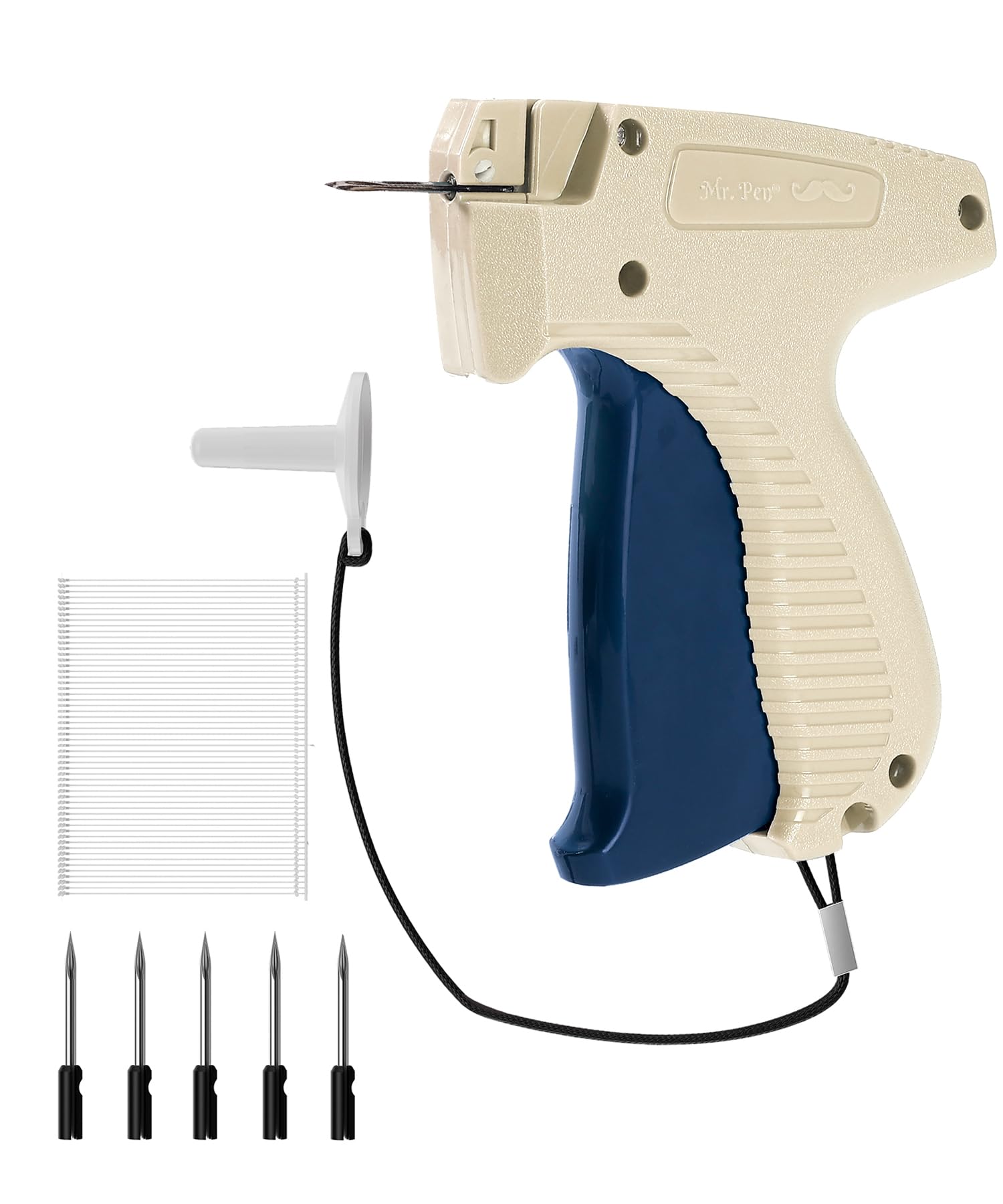 Mr. Pen- Tagging Gun For Clothing, 5 Needles & 1008 Pcs 2' Barbs Fasteners, Cream & Navy Blue Ergonomic Design, Price Tag Gun F