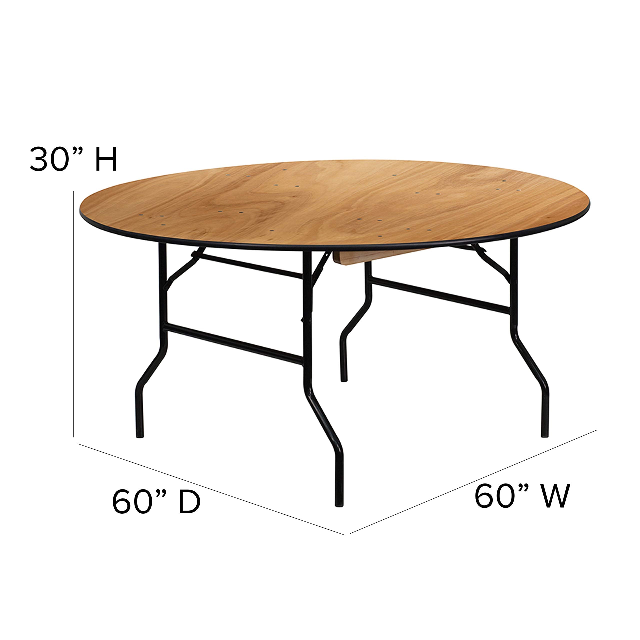 Flash Furniture Furman 5' Round All-Occasion Wood Folding Event Table, Foldable Round Portable Banquet Table With Wooden Top, Natural/Black