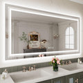 WTTY LED Bathroom Mirror 32x32 with Backlit and Front Light,Stepless Dimmable LED Mirror for Bathroom,Anti-Fog Lighted Bathroom 