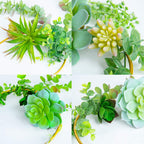 Swthony Artificial Succulents Wreath Set Of 3 Hanging Gold Geometric Garland Greenery Wreath Wall Decor For Wedding Party Nurser