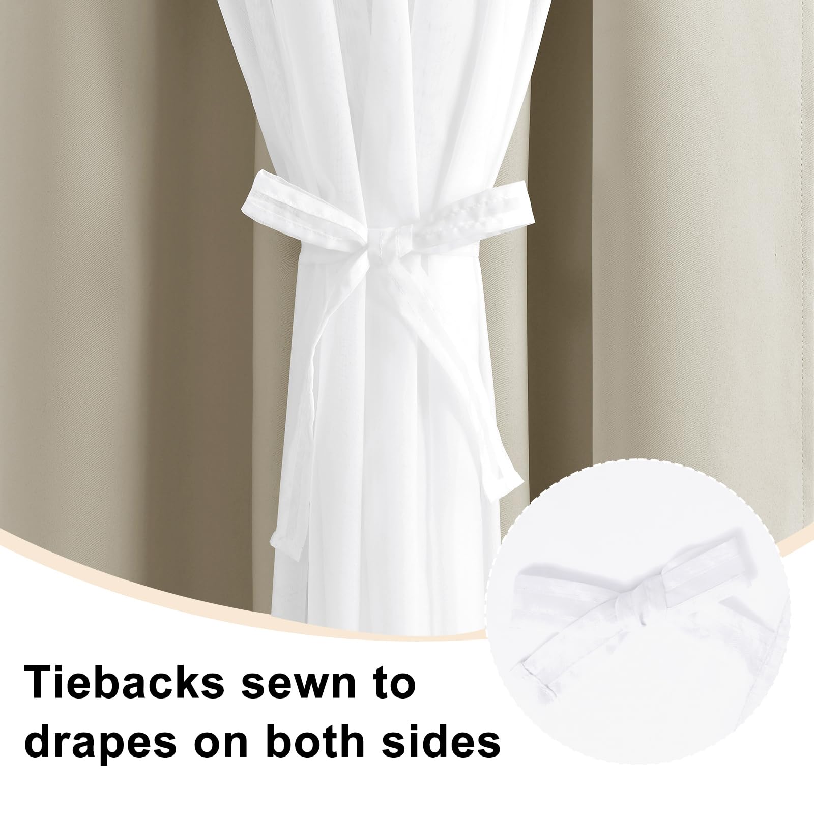 Hiasan Blackout Curtains With Sheer Overlay 84 Inches Long, Thermal Insulated Mix & Match Double Layer Window Curtains For Bedro