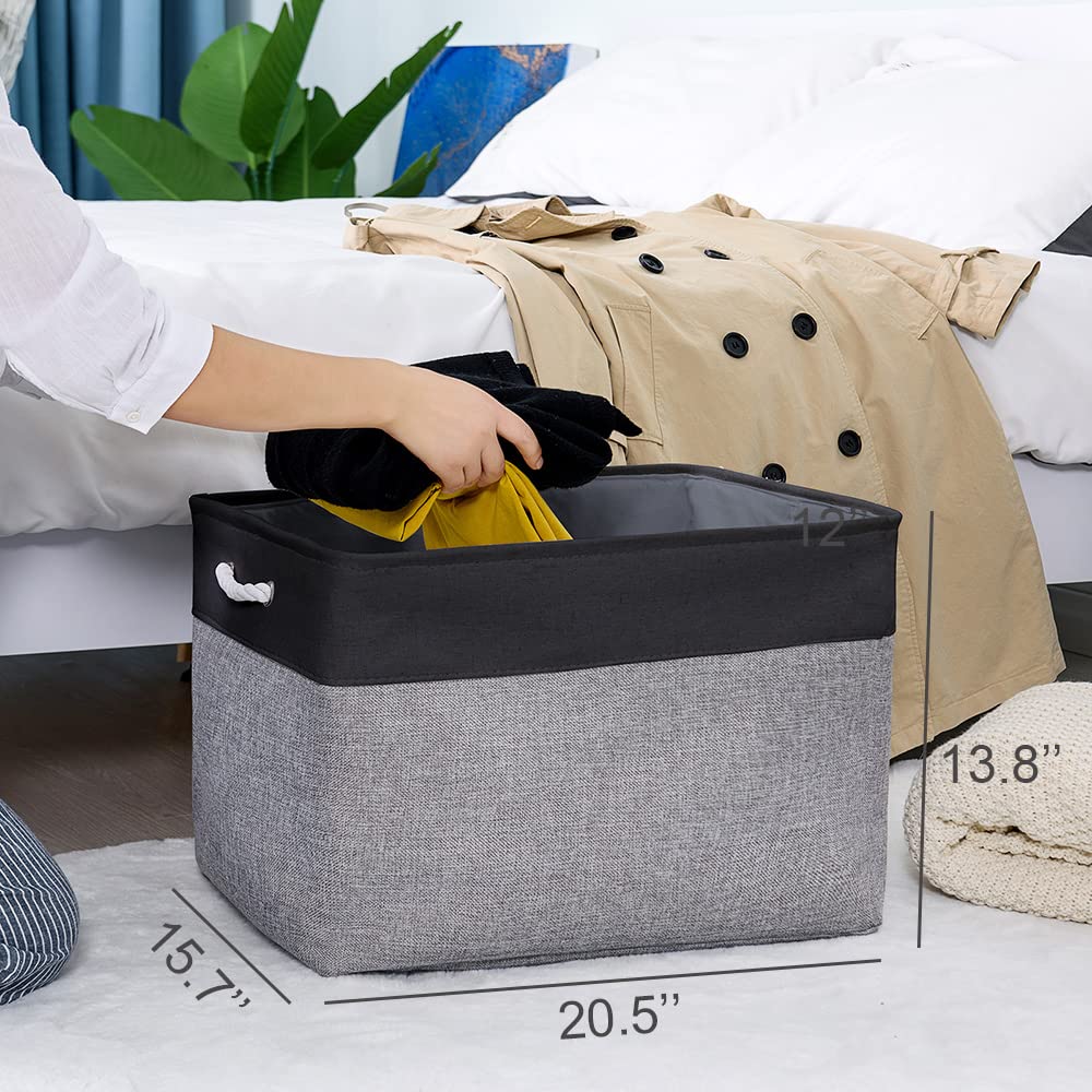Thewarmhome Organization And Storage Basket For Shelves - 20X16X14 Inch Jumbo 3 Pack Collapsible Storage Bins For Organizing, Fa