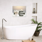 Eobtain Zen Water Lily Canvas Wall Art White Floral And Yellow Butterfly On Stone Bedroom Wall Decor Modern Spiritual Yoga Spa P