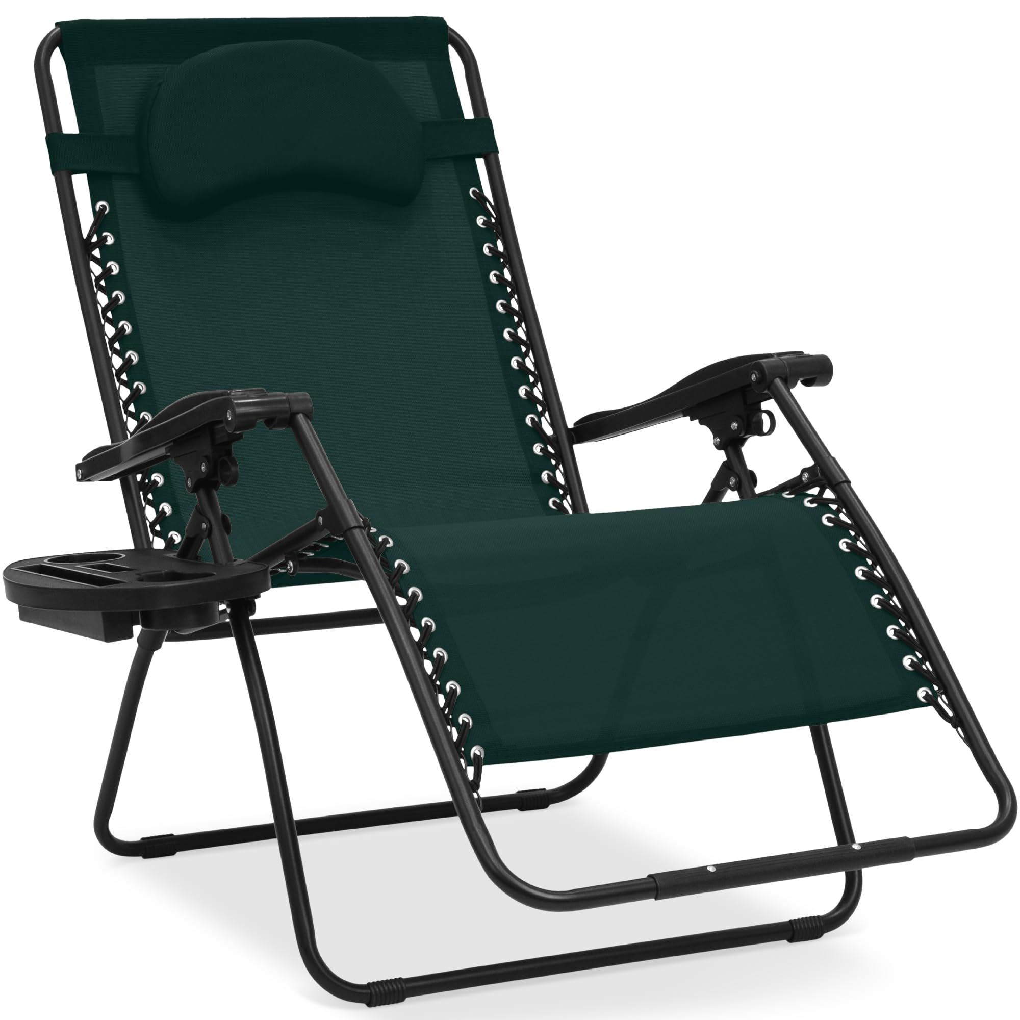 Best Choice Products Oversized Zero Gravity Chair, Folding Outdoor Patio Lounge Recliner w/Cup Holder Accessory Tray, Pillow - F