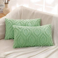 Decoruhome Decorative Throw Pillow Covers 12X20, Soft Plush Faux Wool Lumbar Couch Pillow Covers For Home, Set Of 2, Sage Green