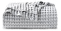 Bedsure Cooling Cotton Waffle Queen Size Blanket - Lightweight Breathable Blanket Of Rayon Derived From Bamboo For Hot Sleepers,