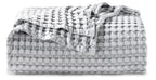 Bedsure Cooling Cotton Waffle Queen Size Blanket - Lightweight Breathable Blanket Of Rayon Derived From Bamboo For Hot Sleepers,