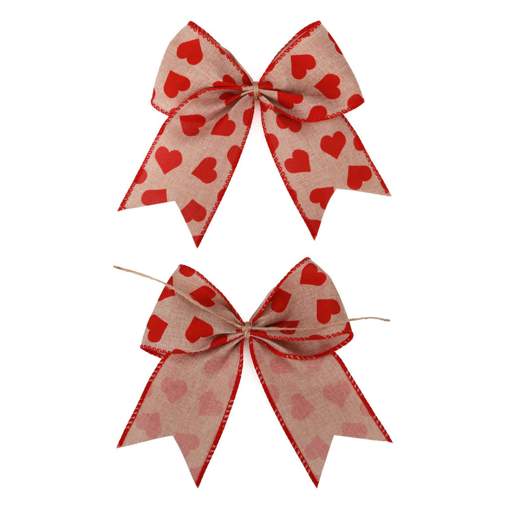 Meseey 12 Pcs 6 Inch Red Heart Printed Burlap Bows Decoration Bow For Valentine'S Day Gift Wrapping Party Holiday Basket Ornamen