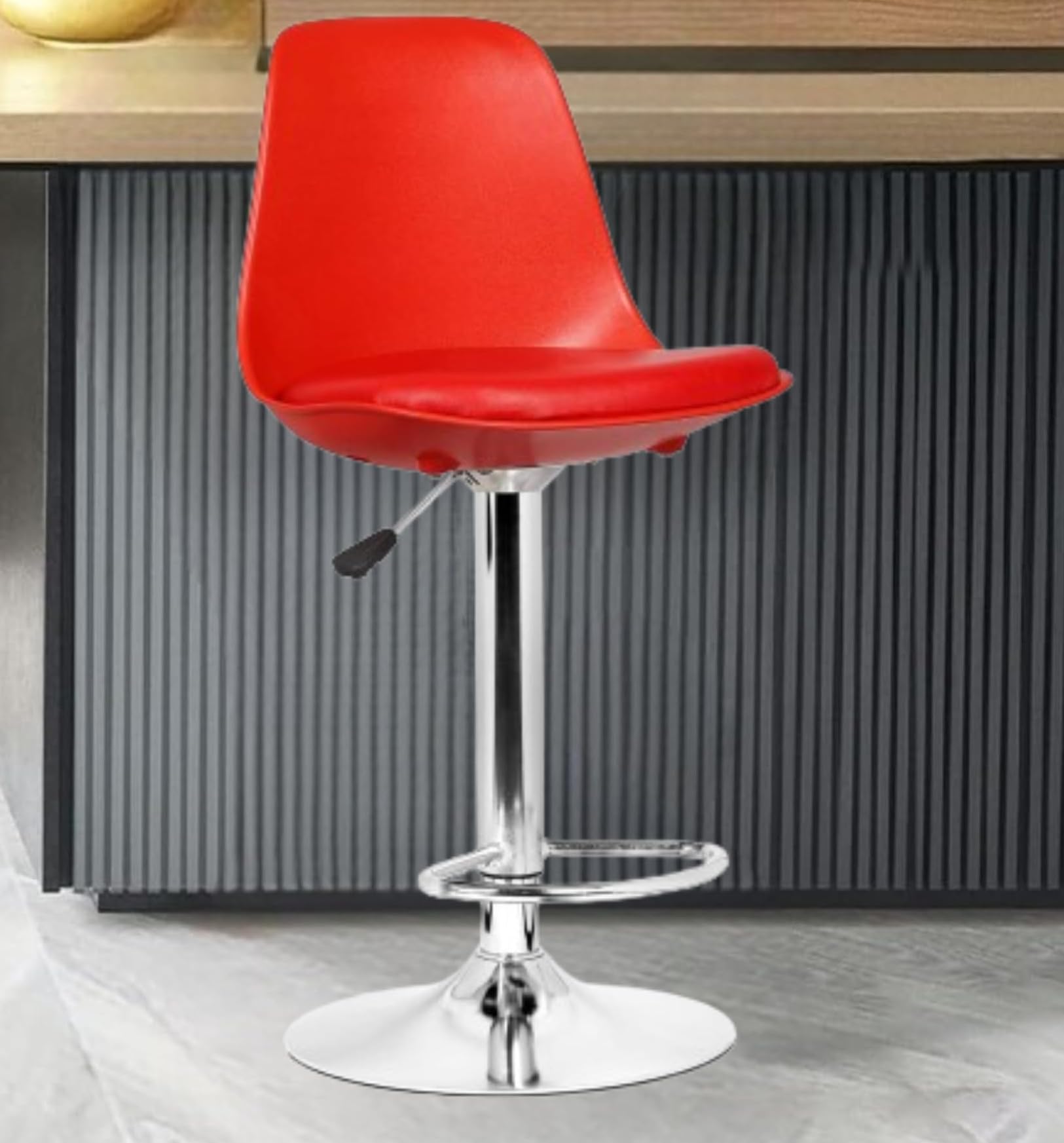 Da Urban Valure Height Adjustable & Revolving Bar Stool/Kitchen Chair/Cafetaria Chair Red (1 Pc)
