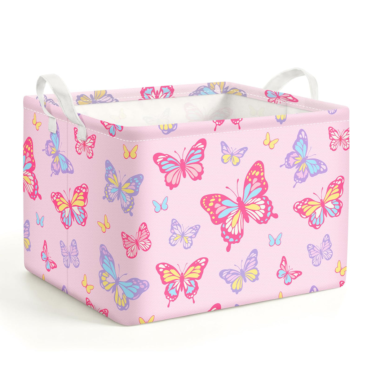 omedecal Kids Basket with Handles, Storage Toy Box for Girls, Butterfly