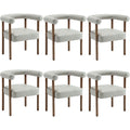 Bestano Mid-Century Modern Dining Chairs Set Of 6, Armrest Barrel Dining Chairs Side Accent Chairs With Curved Back, Upholstered