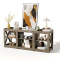 VINGLI TV Stand for 70 Inch TV, Farmhouse Entertainment Center with Storage, Mid Century Modern Media TV Console Table for Livin