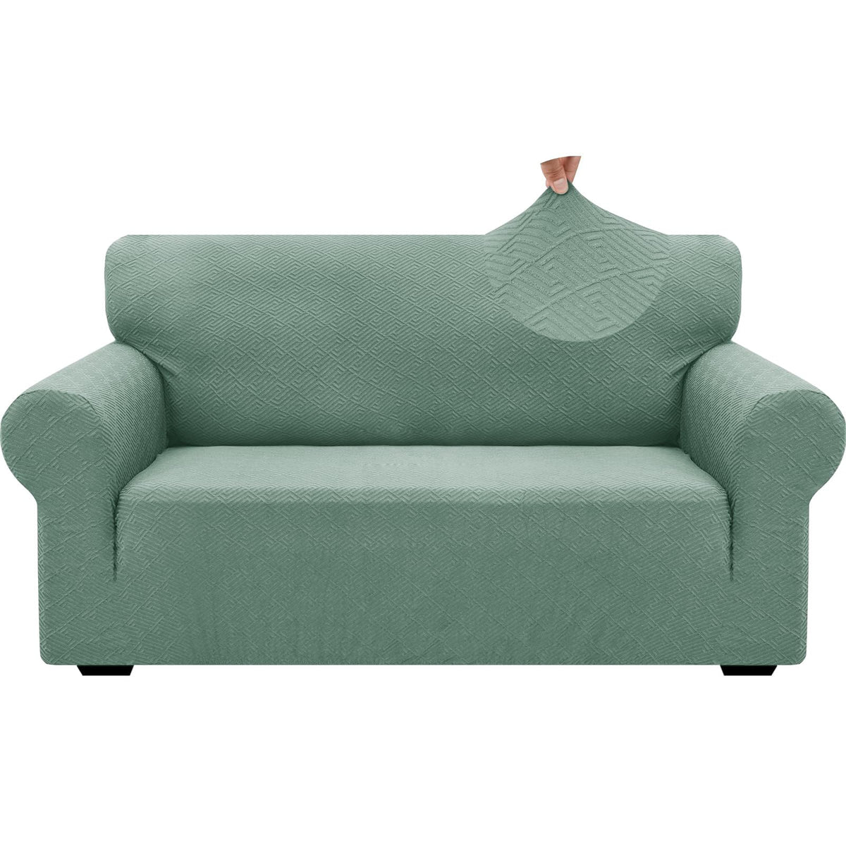 Znsayotx 1 Piece Jacquard Couch Covers For 2 Cushion Couch High Stretch Loveseat Slipcover For Pets Dogs Anti Slip Love Seat Sofa Slipcover Furniture Protector (Medium,New Pattern Pea Green)