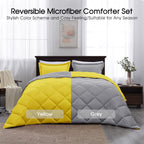 Basic Beyond Twin Comforter Set - Yellow And Gray Comforter Set Twin, Reversible Twin Bed Comforter Set For All Seasons, Yellow/Grey, 1 Comforter (66'X92') And 1 Pillow Sham (20'X26'+2')