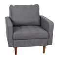 Flash Furniture Hudson Commercial Mid-Century Modern Chair - Dark Gray Faux Linen Upholstery - Buttonless Tufted Seat - Solid Wood Legs