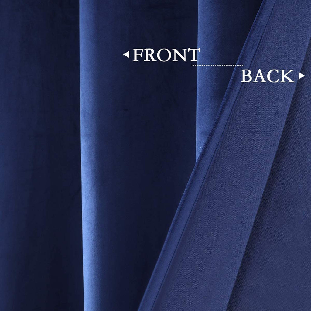 Spxtex Navy Blue Velvet Blackout Curtains 108 Inches Long Light Blocking Grommet Velvet Window Curtain Panels Set Of 2 Heat Insu