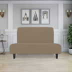 Easy-Going Stretch Futon Slipcover Armless Futon Bed Cover Furniture Protector Without Armrests With Elastic Bottom For Kids, Soft Jacquard Fabric Small Checks (Medium, Natural)