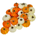 Winlyn 32 Pcs Assorted Artificial Orange and Cream Baby Boo Mini Pumpkins Rustic Harvest Pumpkins Fall Thanksgiving Halloween Wr