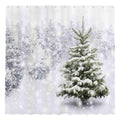 Allenjoy 72x72 inch Christmas Shower Curtain Set Natural Winter Forest Snowflake Snowfall Bathroom Curtain Durable Waterproof Fa