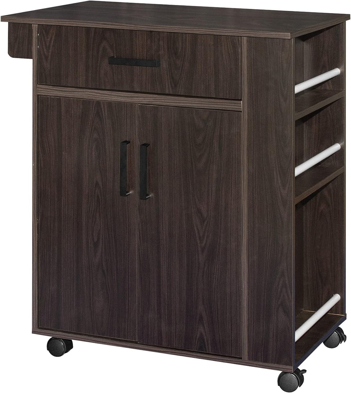 Woodpeckers Furniture And Mattress Shelby Rolling Kitchen Cart with Storage Cabinet (Tobacco)