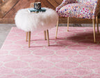 Unique Loom Trellis Frieze Collection Area Rug - Rounded (5' 1'' X 8', Light Pink/ Ivory)