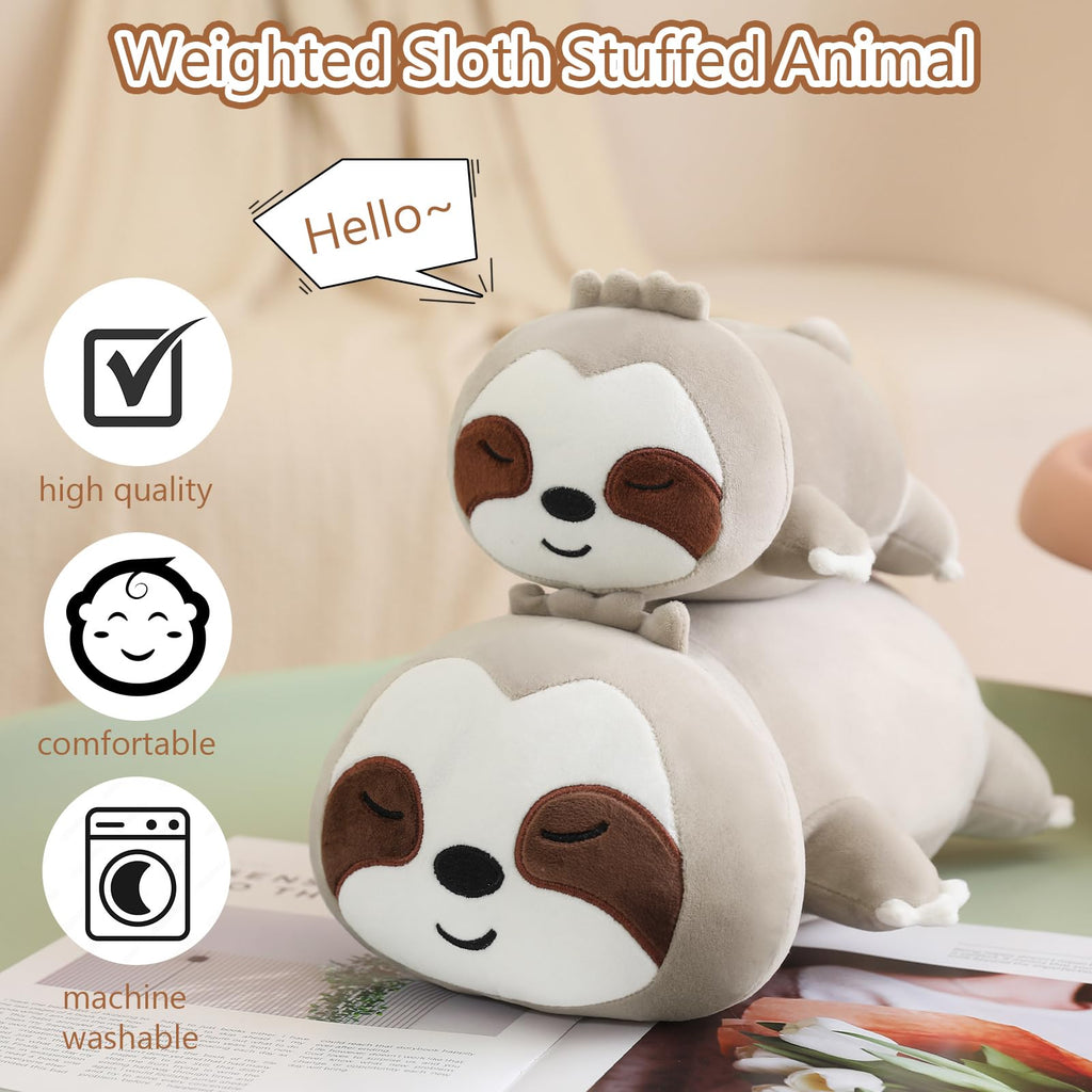 Sqeqe Weighted Sloth Plush, Weighted Sloth Stuffed Animal For Anxiety, Cute Sloth Plushies Sloth Pillow Toy Gift For Kids Adults