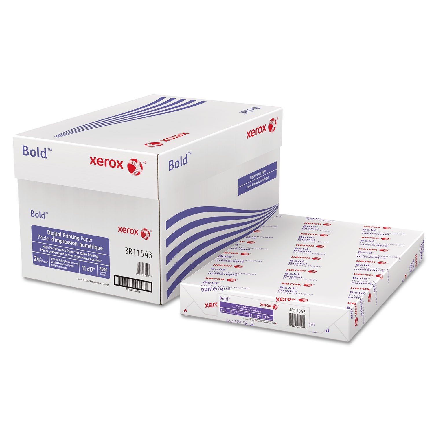 Xerox Bold Digital Printing Paper, 98 Bright, 24 Lb Bond Weight, 11 X 17, White, 500/Ream