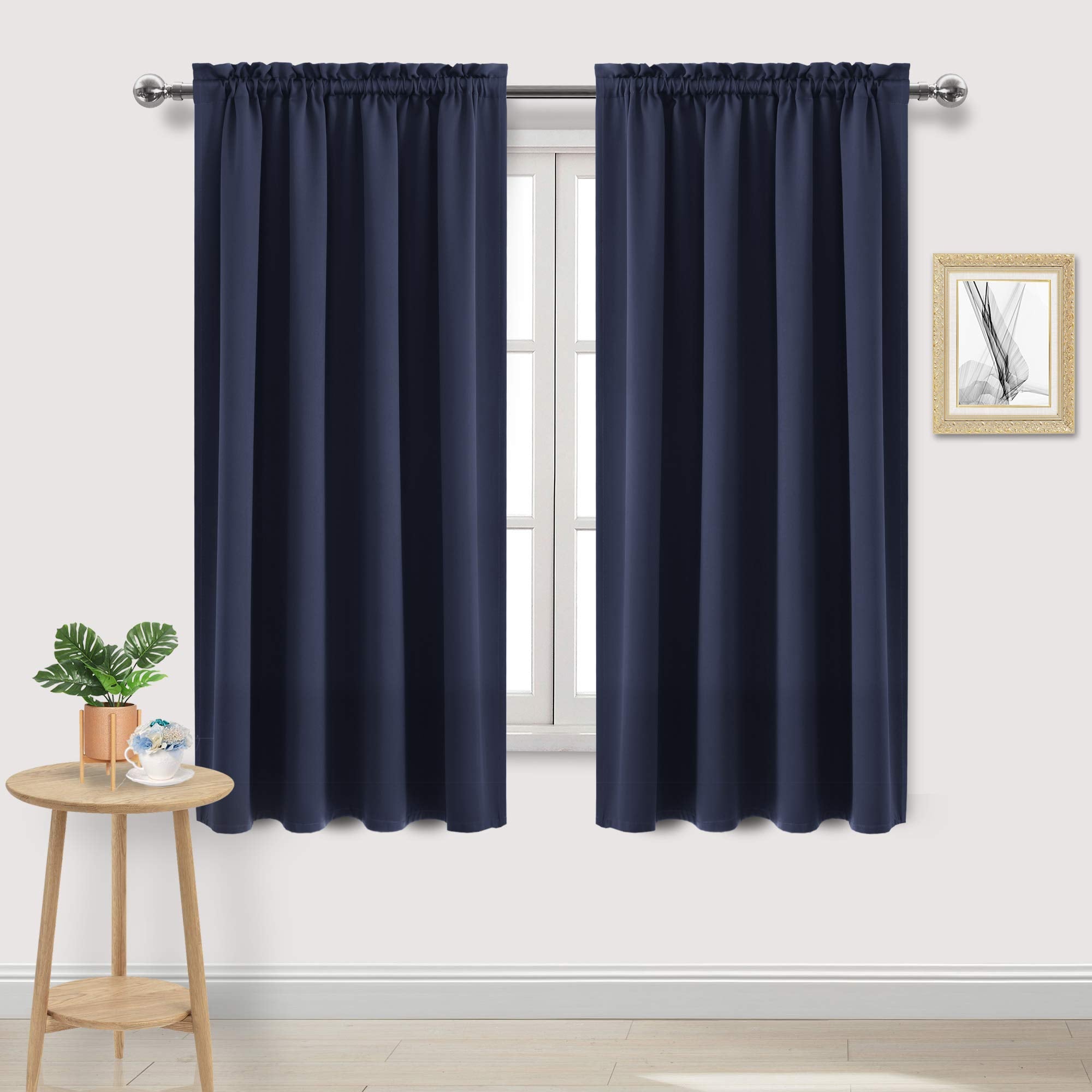 Dwcn Navy Room Darkening Blackout Curtains - Thermal Insulated Privacy Energy Saving Window Curtain Drapes 52 X 63 Inch Length,