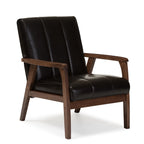Baxton Studio BBT8011A2-Brown Living-Room-Chairs, Medium, Leather, Dark Brown